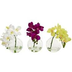 White Artificial Plants Nearly Natural Artificial Phalaenopsis Orchid Arrangement 3pcs Artificial Plant 3