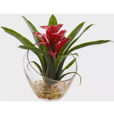 Glass Artificial Plants Nearly Natural 8" Tropical Bromeliad in Angled Artificial Arrangement Artificial Plant