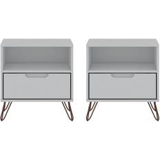 Gray Bedside Tables Manhattan Comfort Rockefeller Bedside Table 17.6x20.1"