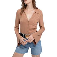 Ribbed - Women Shirts Sanctuary Skimmer Ribbed Shirt - Washed Lion