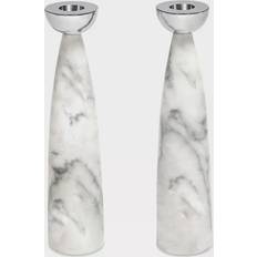 Steel Candlesticks Coluna Carrara Marble & Steel Candlestick Set Candlestick 9.8" 2