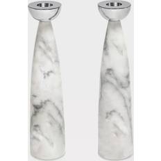 Coluna Carrara Marble & Steel Candlestick Set Candlestick 9.8" 2pcs