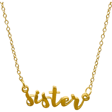 Adornia Cursive Sister Necklace - Gold