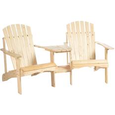 OutSunny Double Adirondack Chair Bench: Natural Garden Bench