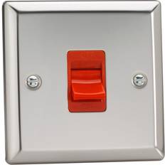 Red Wall Switches Varilight Classic Double Pole Switch 45A Mirror Chrome XC45S