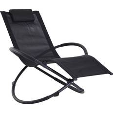Sedie a Dondolo da Esterno OutSunny Rocking Chair 84A-079BK Steel, Texteline Black