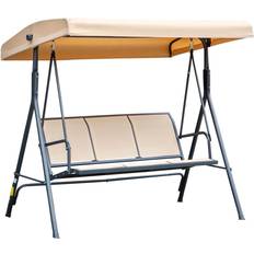 Canopy Porch Swings OutSunny Swing Bench with Canopy - Beige