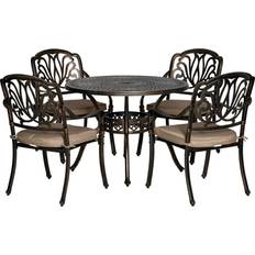 Dining chair set OutSunny Cast Aluminium Table Chair Set: Bronze Four-Seater Set Patio Dining Set