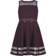 Calvin Klein Big Girl's Illusion Mesh Hem Dress - Dark Purple
