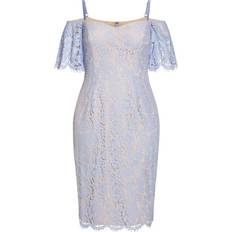 Knee Length Dresses - Lace City Chic Lace Whisper Dress - Blue Powder