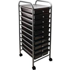 Tool Boxes Advantus 34007 Portable Ten-Drawer Organizer Chrome Metal Frame/Drawer Pulls Smoke Drawers