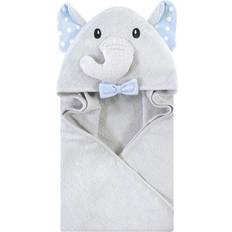 White Baby Towels Hudson Animal Face Hooded Towel White Dots Gray Elephant