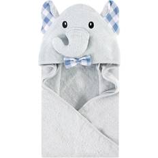 Gray Baby Towels Hudson Animal Face Hooded Towel Gingham Elephant