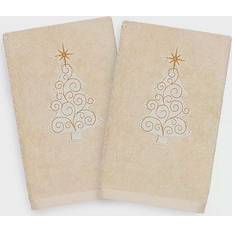 Linum Home Textiles Christmas Scroll Tree Guest Towel Beige (76.2x40.64cm)