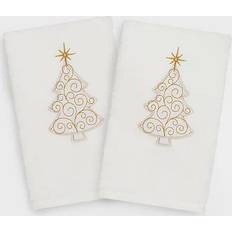Linum Home Textiles Christmas Scroll Tree Guest Towel White (76.2x40.64cm)