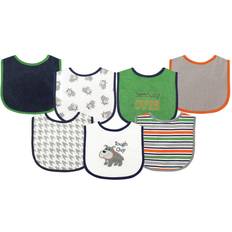 Multicoloured Drool Bibs Luvable Friends Drooler Bib with Waterproof Back 7-pack Tough Guy