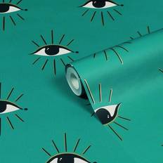 Wallpapers Furn Furn Theia Eyes Wallpaper Turquoise THEIA/WP1/TUR