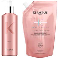 Kérastase refill 500ml Kérastase Chroma Absolu Bain Respect Riche Refill Pouch and Refillable Bottle Bundle 500ml