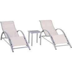 Garden & Outdoor Furniture OutSunny Lounge Chair Set Cream 1,690 x 660 mm