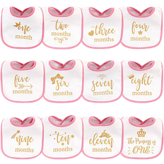 Pink Drool Bibs Hudson Monthly Milestone Interlock Bibs 12-pack Brand Sparkling New