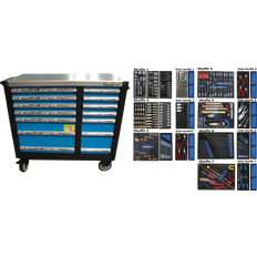 Verktygsvagn med verktyg Bato Verktygsvagn XXL med 14 lådor med 506 delar verktyg. Modell 9145-506. Blå