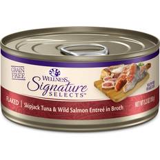 Wellness CORE Signature Selects Grain Free Canned Cat Food Flaked Skipjack Tuna & Wild Salmon in Broth 5.3 Ounces (Pack of 12)