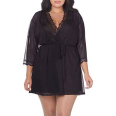 Dreamgirl Stretch Mesh Chemise & Robe Black 3x