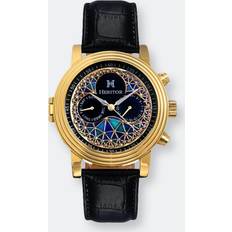 Automatic Legacy Leather-Band Watcch W/Day/Date Black