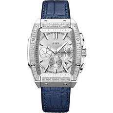 JBW JBW "Echelon" Silvertone .28ctw Croco-Embossed Leather