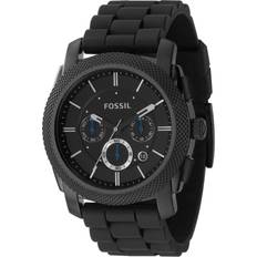 Fossil men watches Fossil Chronograph Machine Black Silicone 45mm Black