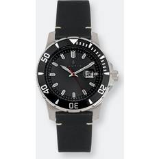 Nautis Diver Pro 200 Leather-Band W/Date Black