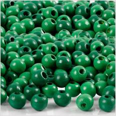 Træperler, dia. 5 mm, hulstr. 1,5 mm, grøn, 6g, ca. 180 stk