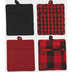 Checkered Pot Holders DII Gingham Pot Holder Red, Black (22.86x20.32)