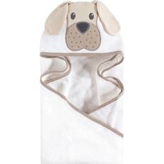 White Baby Towels Hudson Animal Face Hooded Towel Tan Puppy