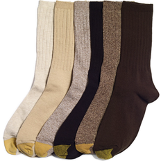 Goldtoe Women's Casual Ribbed Crew Socks 6-pack - Oatmeal