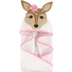 White Baby Towels Hudson Animal Face Hooded Towel Fawn