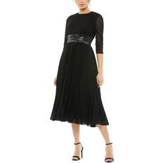 Mac Duggal Metallic A-Line Midi Dress - Black