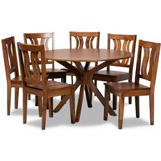 Round - Wood Dining Sets Baxton Studio Mare Dining Set 44.9" 7