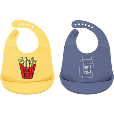 Blue Food Bibs Hudson Silicone Bib 2-pack Small Fry