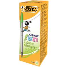 Verde Bolígrafos Bic 929885 Cristal Fun Lime Green B/Point Pen (Pack-20)