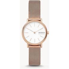 Skagen Women Wrist Watches Skagen Signatur Slim Rose Gold-Tone Mesh Bracelet 30mm