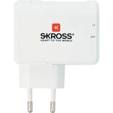 Blanc Adaptateurs de voyage Skross Chargeur USB pour prise murale Courant de sortie (max. 3.4 A Nbr. de sorties: 2 x USB mâle