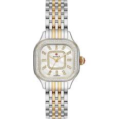 Watches Michele Meggie MOP w/ Diamond Two-Tone Bracelet Watch, 27mm Silver-Tone