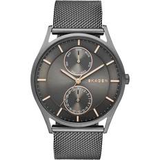 Skagen Men Wrist Watches Skagen Holst Smoke-Tone Mesh Bracelet 40mm SKW6180