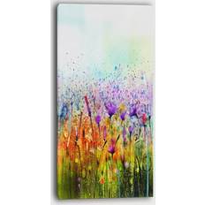 Interior Details Cosmos Of Colorful Flowers Canvas Wall Framed Art 16x32"