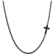 David Yurman Streamline Cross Station Necklace - Silver/Diamonds