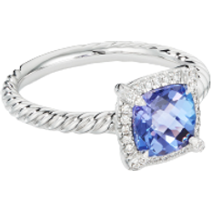 David Yurman White Gold Rings David Yurman Petite Chatelaine Pavé Bezel Ring - White Gold/Tanzanite/Diamonds