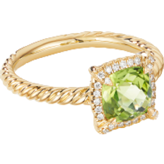 David Yurman Petite Chatelaine Pavé Bezel Ring - Gold/Peridot/Diamonds