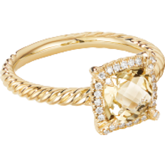 David Yurman Petite Chatelaine Pavé Bezel Ring - Gold/Citrine/Diamonds