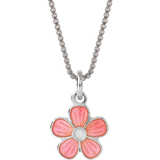 Flower Pendant Necklace - Silver/Pink